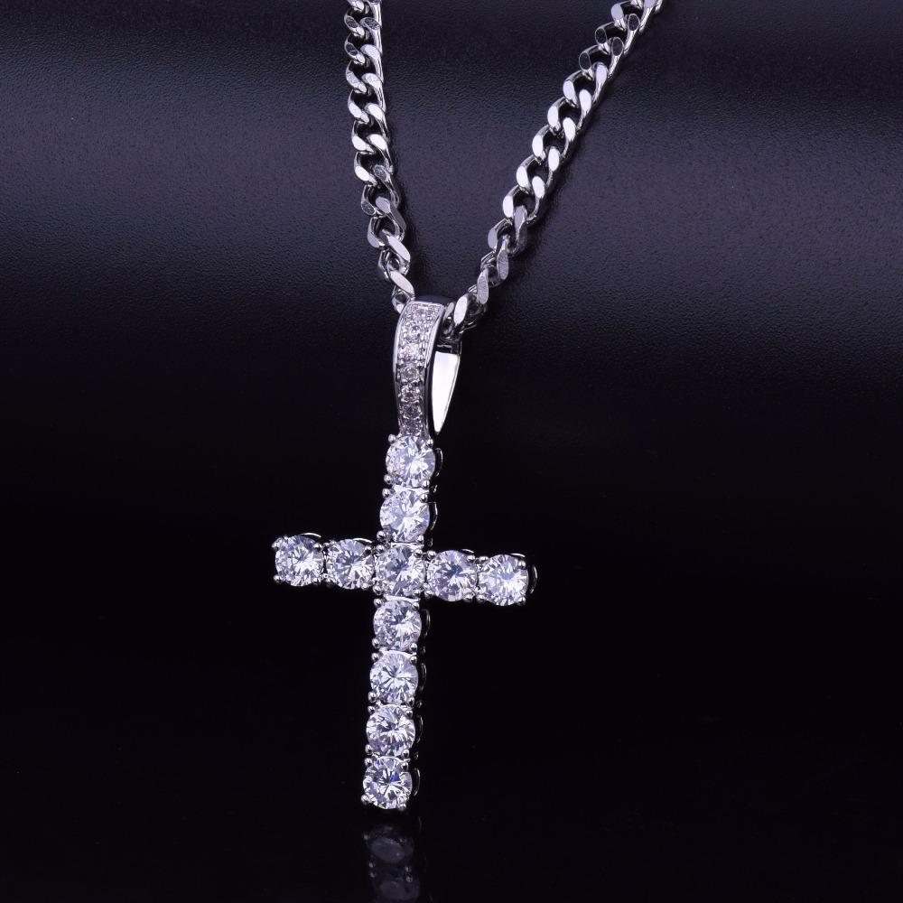 TOPGRILLZ Hip Hop Pico Harvey Cross Pendant Necklace Micro Pave AAAA+ Cubic Zirconia Egyptian Style Necklace 24" 30" Chain